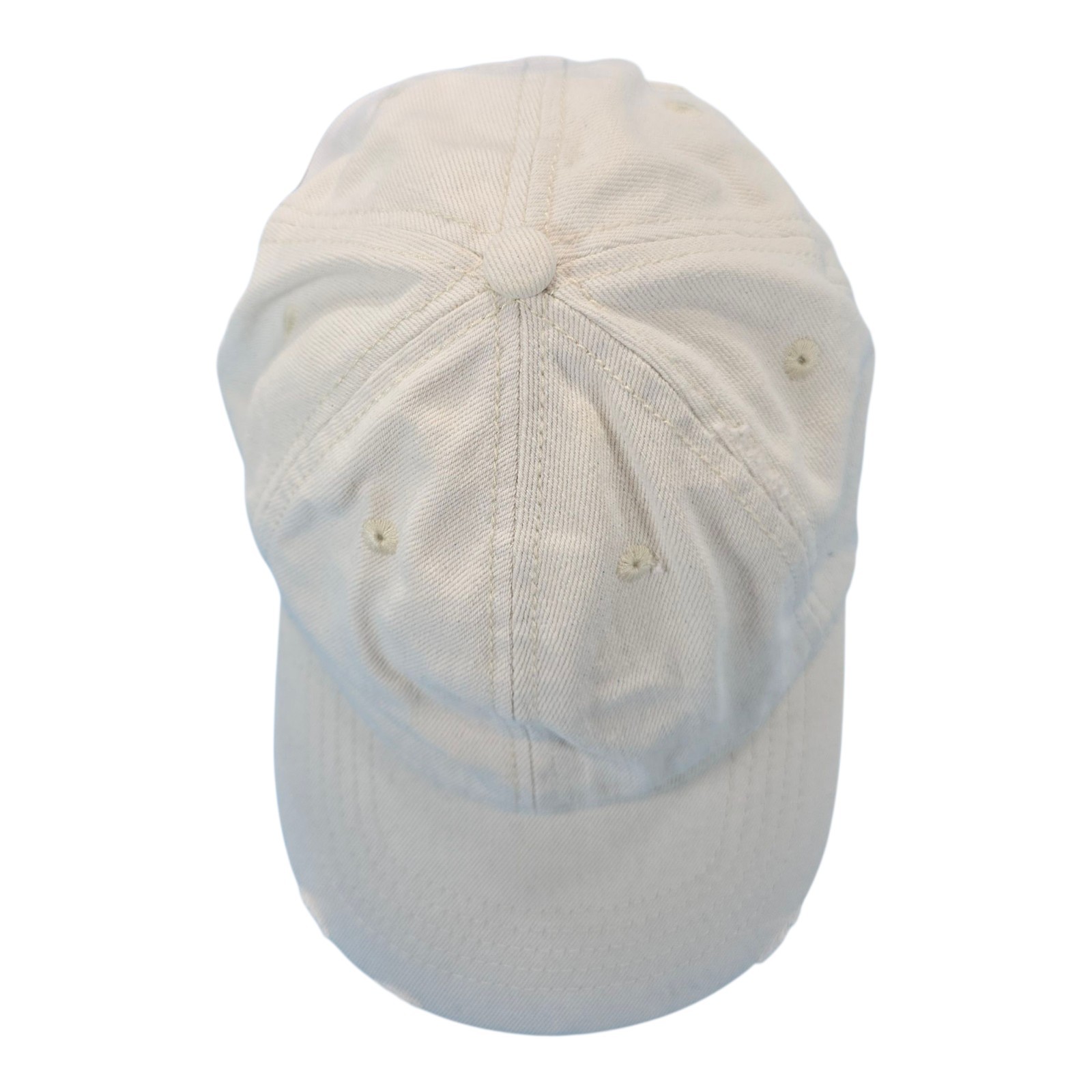 Washed Cotton Twill Baseball Cap Distressed Dad Hat White Adjustable