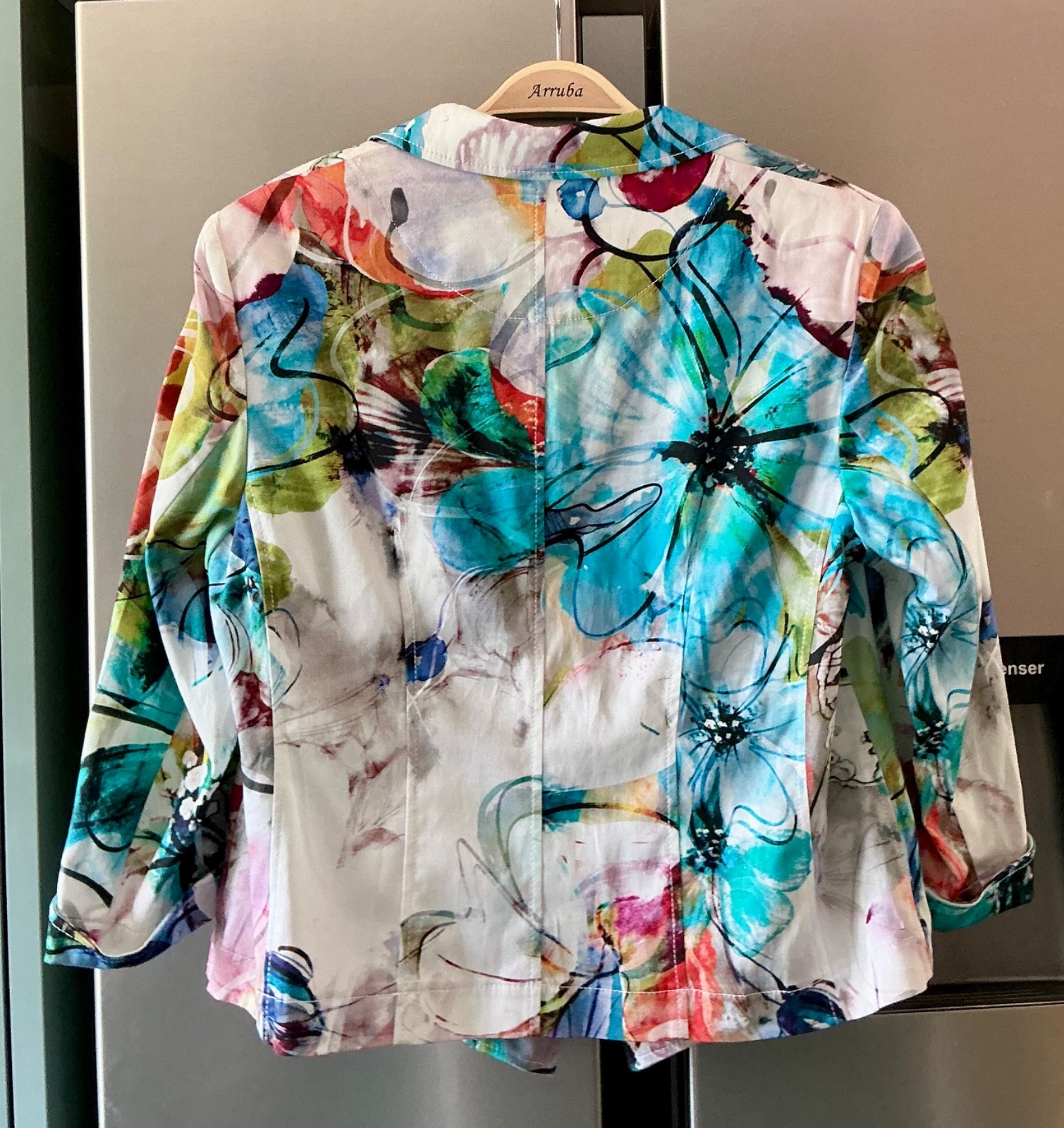 APANAGE JACKET ABSTRACT FLORAL COTTON MIX FITTED SIZE 18 BNWT