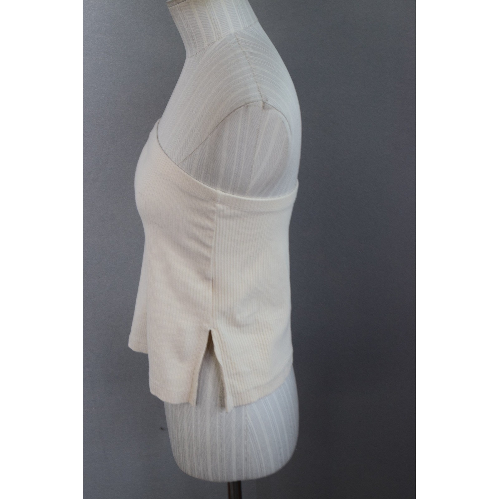 American Eagle Tube Top Small Cream Ribbed Side Slit Strapless 2025 Minimalist