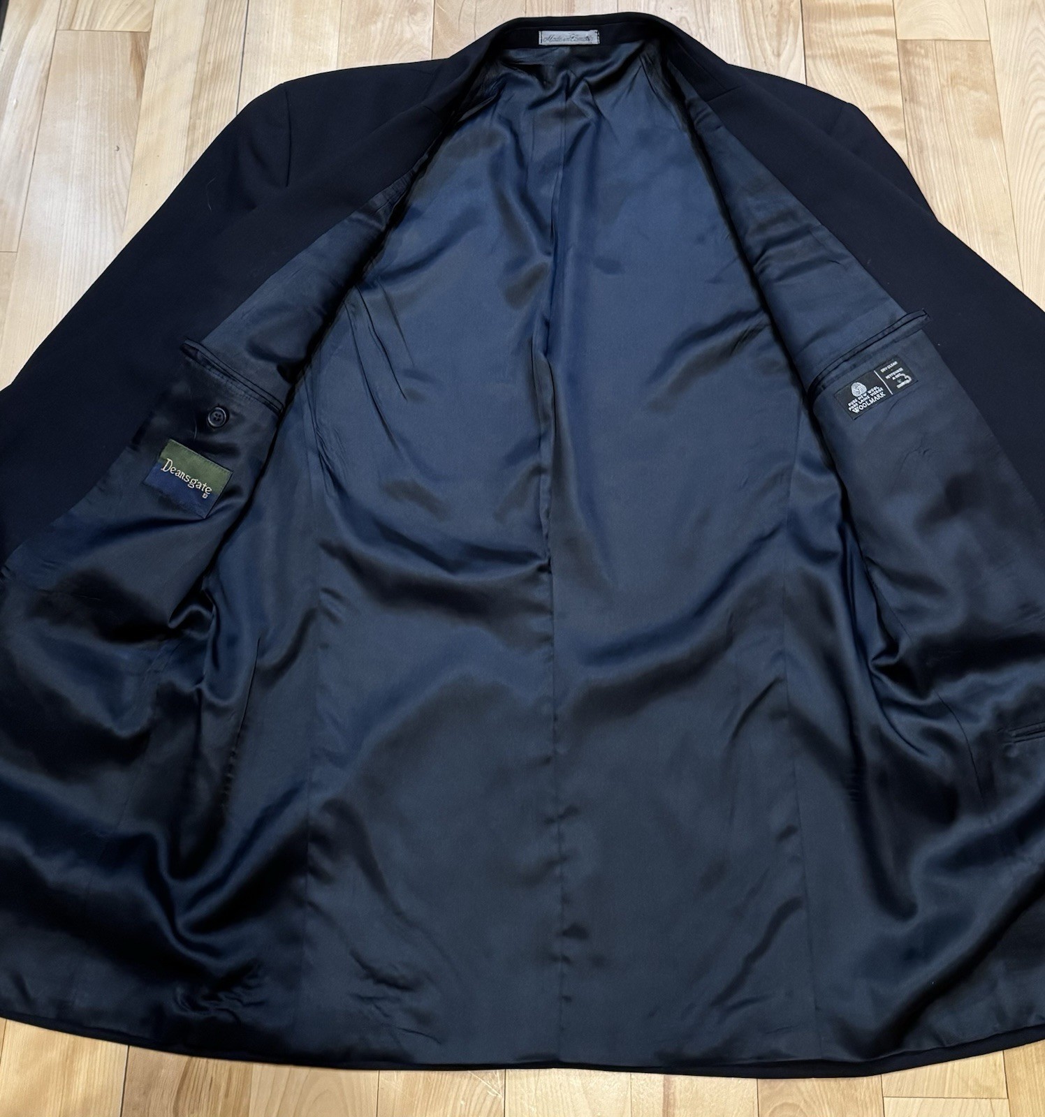 Deansgate Men’s 48R Black Wool Sport Coat Blazer 2 Button Classic Tailored