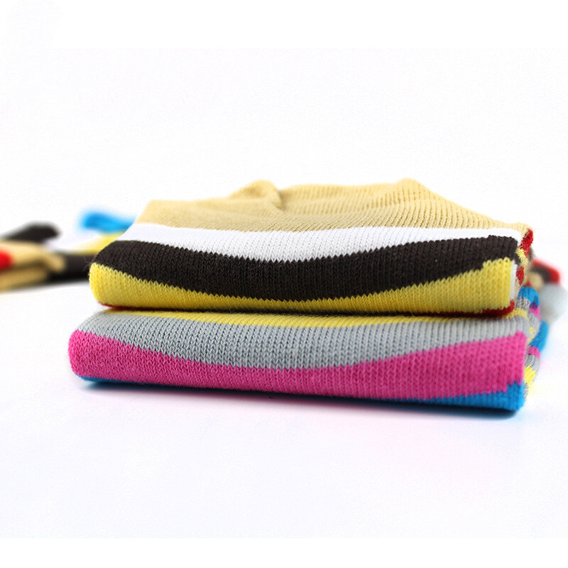 5 Pairs Women Five Finger Toe Socks Crew Sport Colors Causal Rainbow Striped 5-9