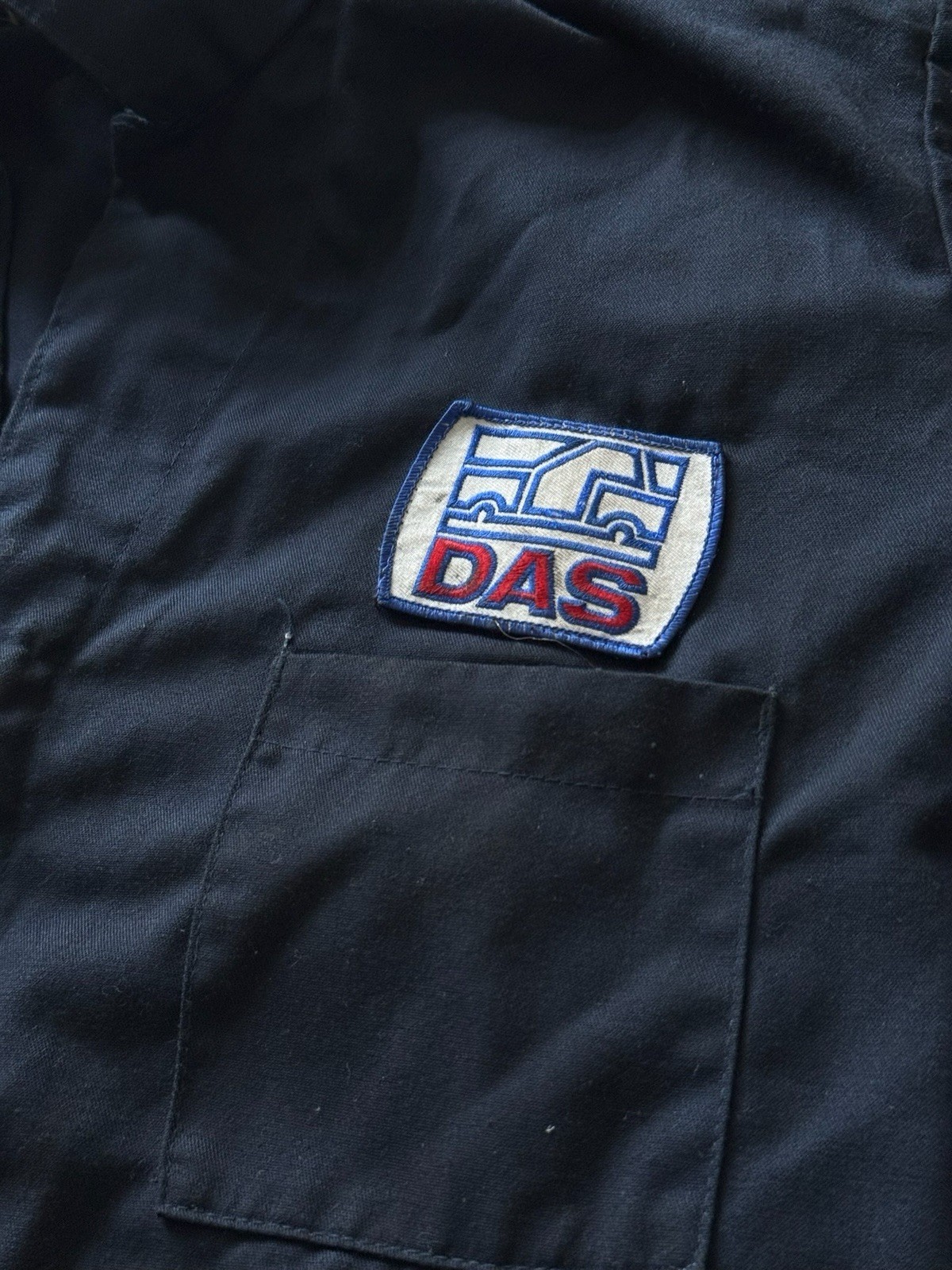 Vtg Dickies Navy Twill Work Coveralls CT20 DAS Patch Mechanic Utility Jumpsuit