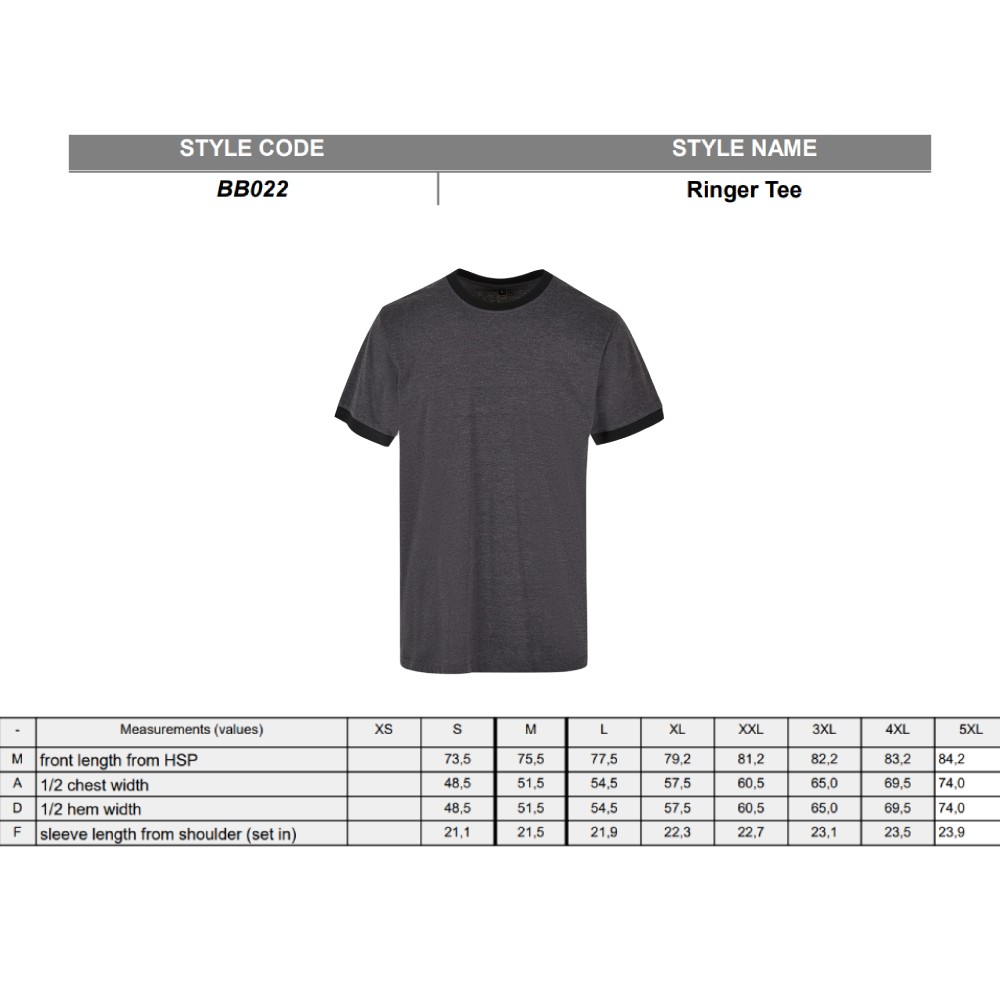 Build Your Brand Basic Ringer Tee BB022 – Short Sleeves and Crew Neck