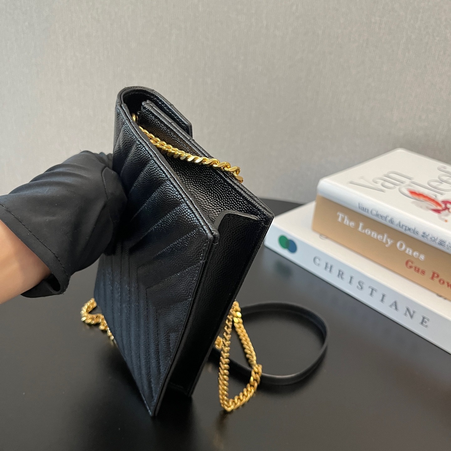 YSL Monogram Envelope WOC Small Black Caviar Calfskin Crossbody US Ship