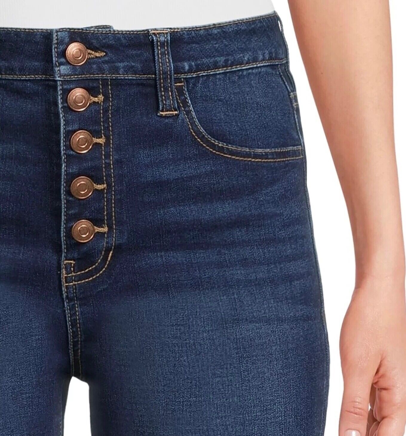 Junior’s No Boundaries Exp Button Skinny Jeans Button Fly Dark Wash Size Varies