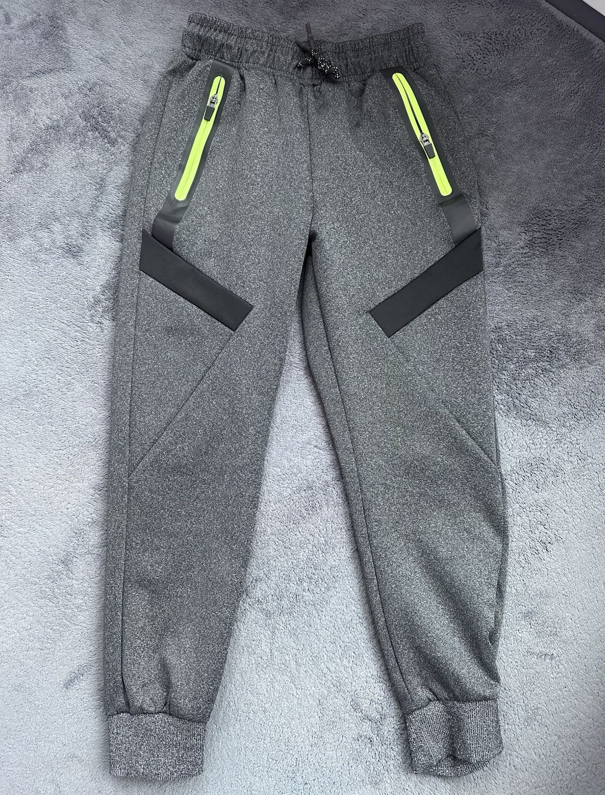 ZeroXposur Boys Gray Jogger Pants M (10-12) Elastic Waist Drawstring Zip Pocket