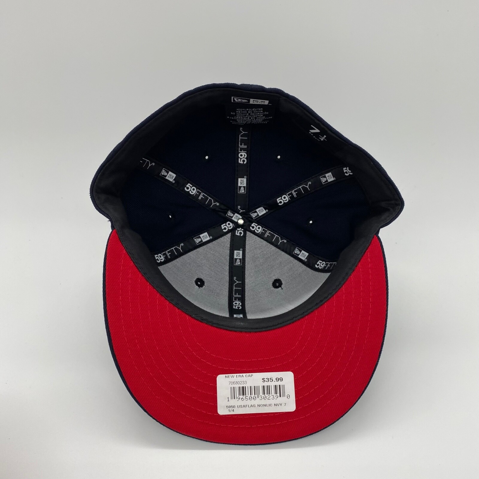 New Era 59Fifty American Flag Fitted Hat Cap Solid Blue Size 7 1/4 Mens