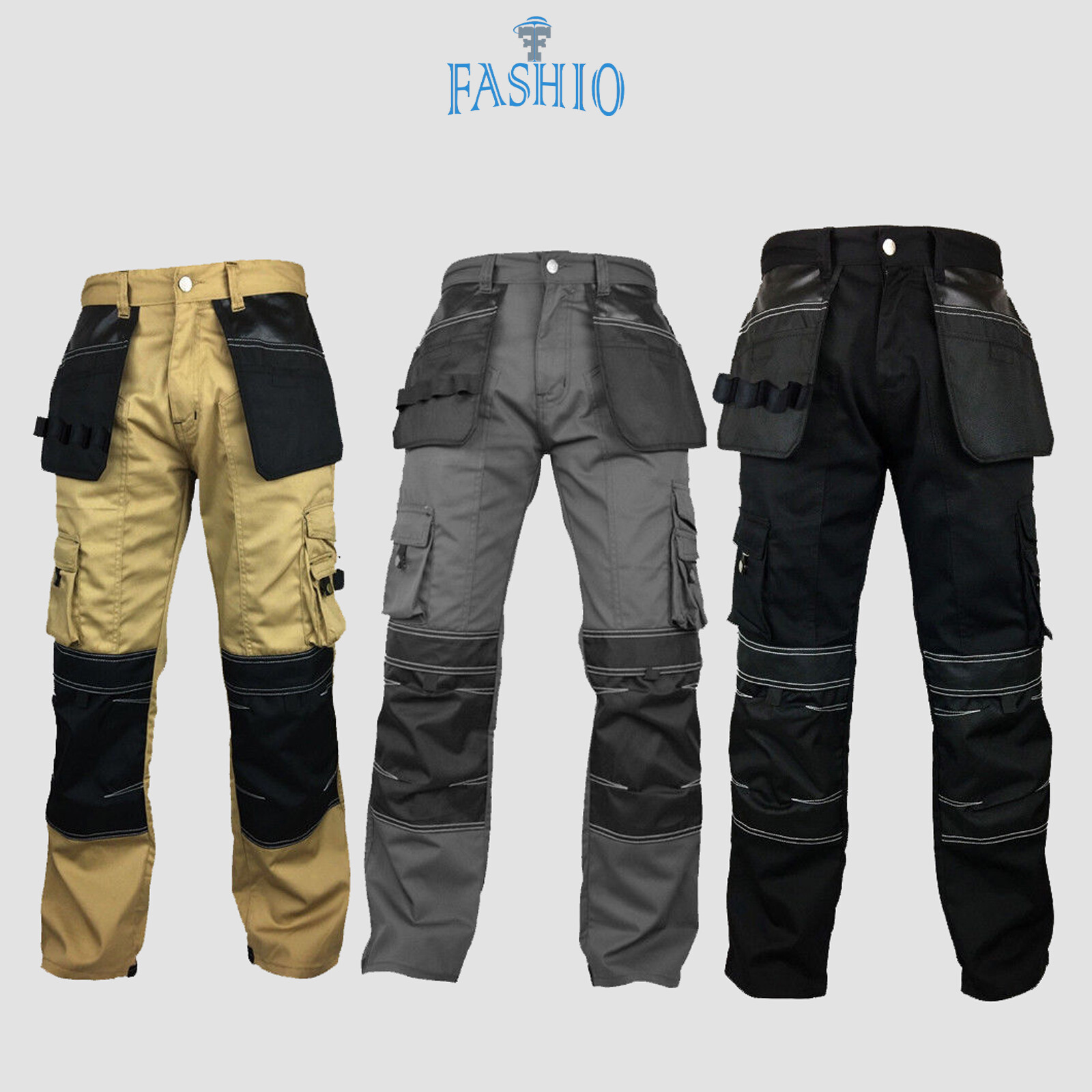 Men’s Heavy Duty Workwear Pants Cordura Reinforcement Warehouse Safety Trousers