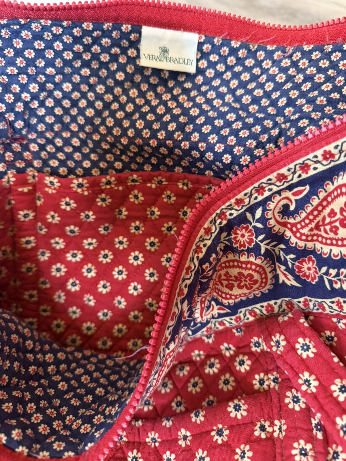 Vintage Vera Bradley “Provincial Coin Red Leaf” Shoulder Tote Handbag Purse RARE