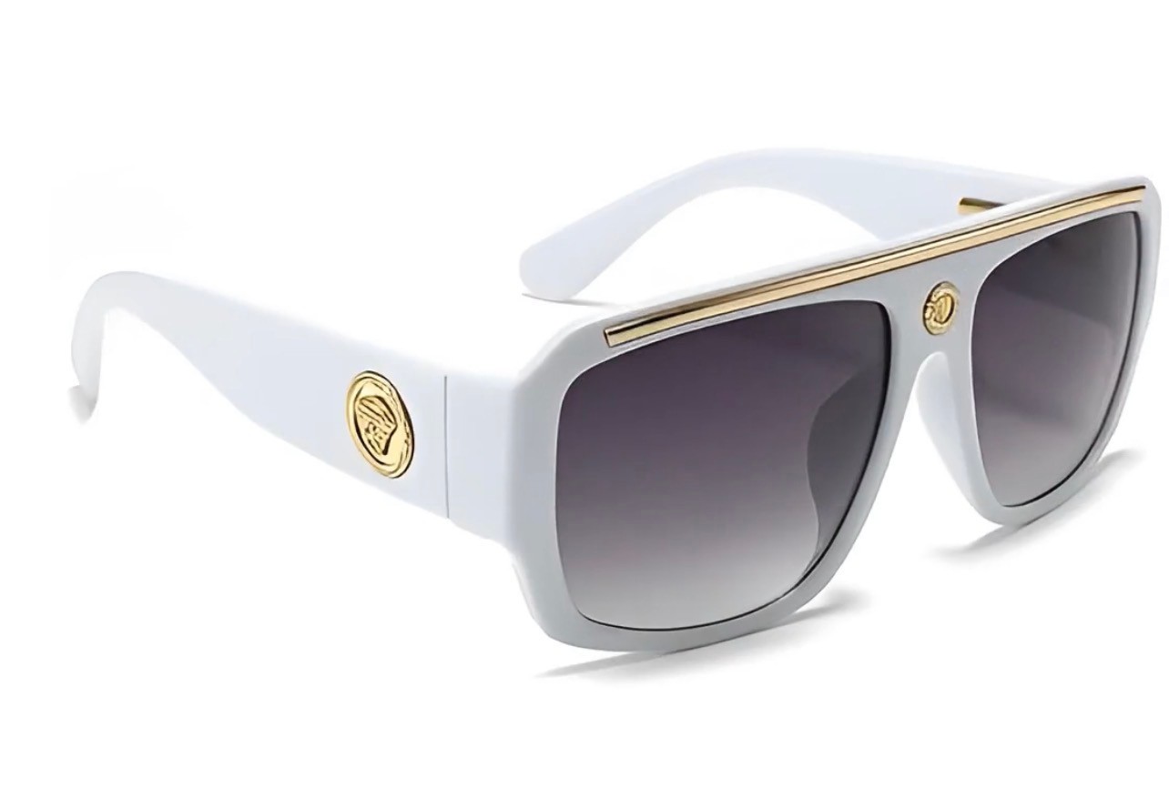 Oversized Square Kleo Lion Head Medallion Flat Top Sunglasses Lentes Shades