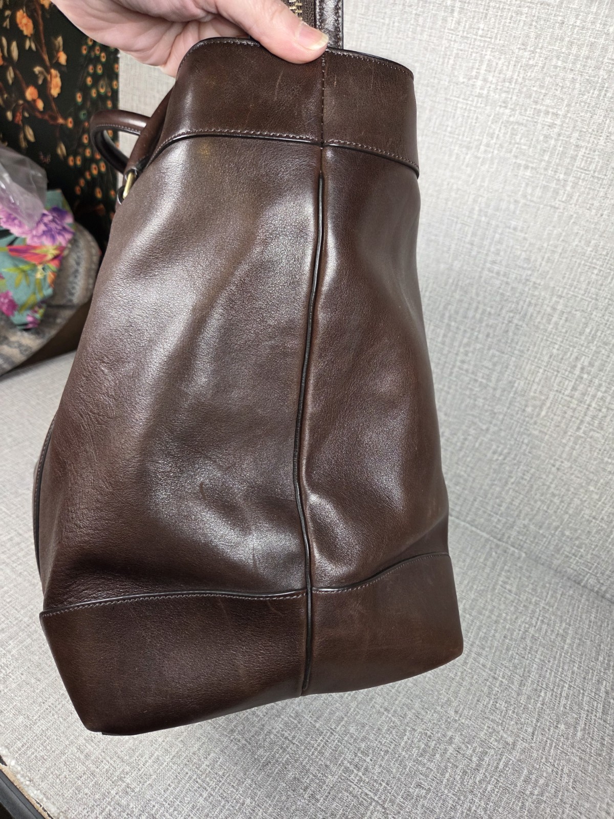 COACH Bleecker Weekend XL Leather Tote Bag Dark Brown RARE COLOR Style# 70487