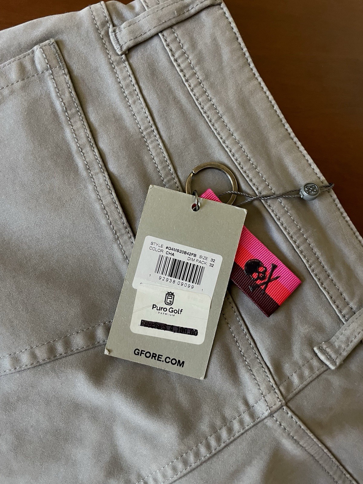 G/FORE Fore Play Men’s Slim Fit Gray Denim Jeans 5-Pocket Logo Mid Rise