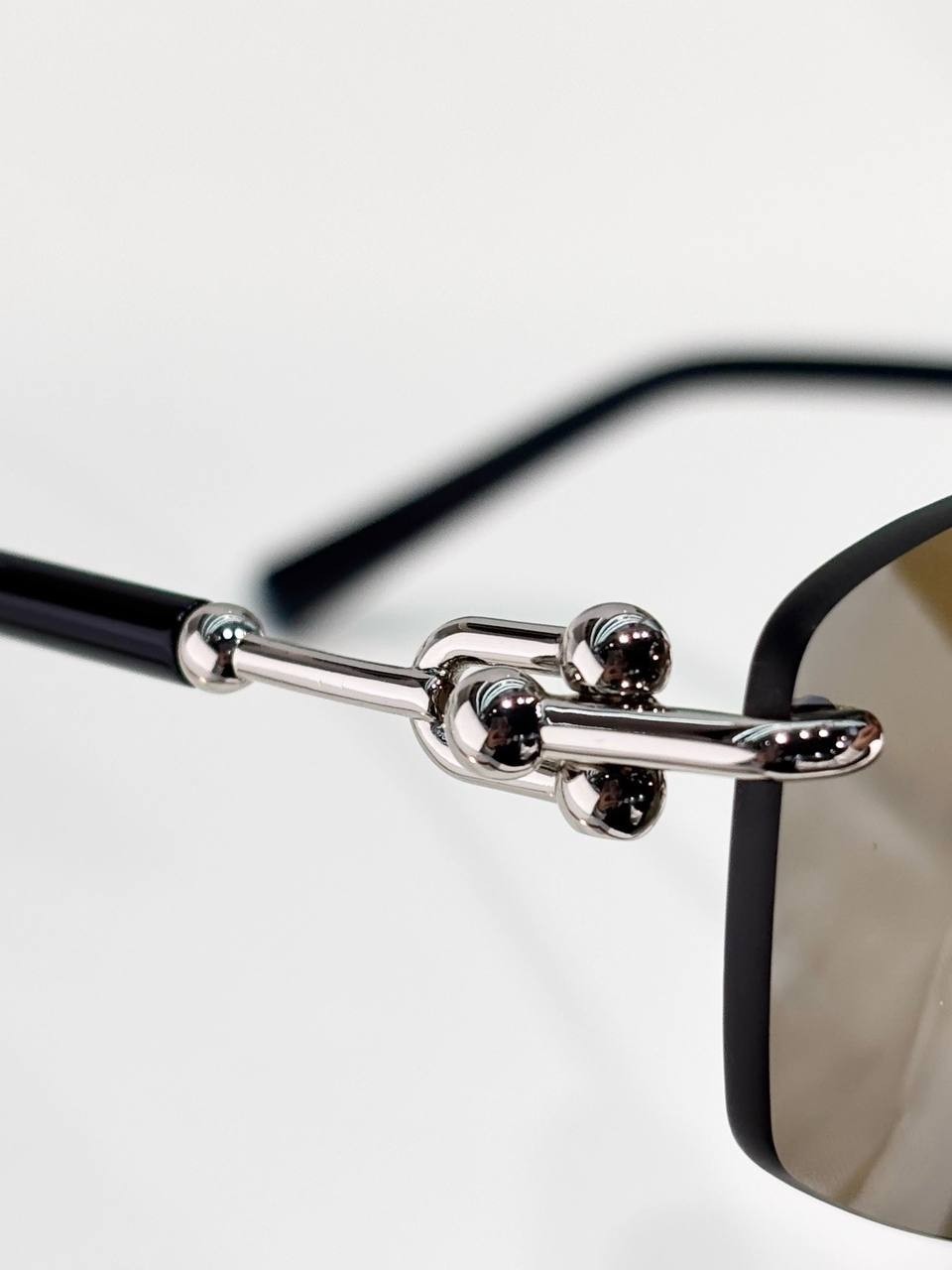 Authentic Tiffany & Co Rimless Rectangular Sunglasses Brown Gradient Lenses Silv