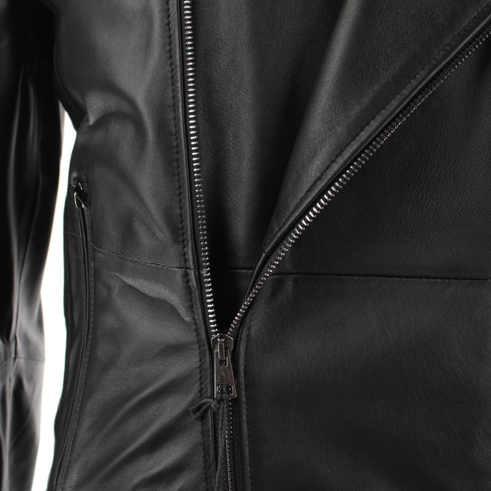 Latini NWD 100% Leather Asymmetrical Jacket Size 50 (M US) In Solid Black