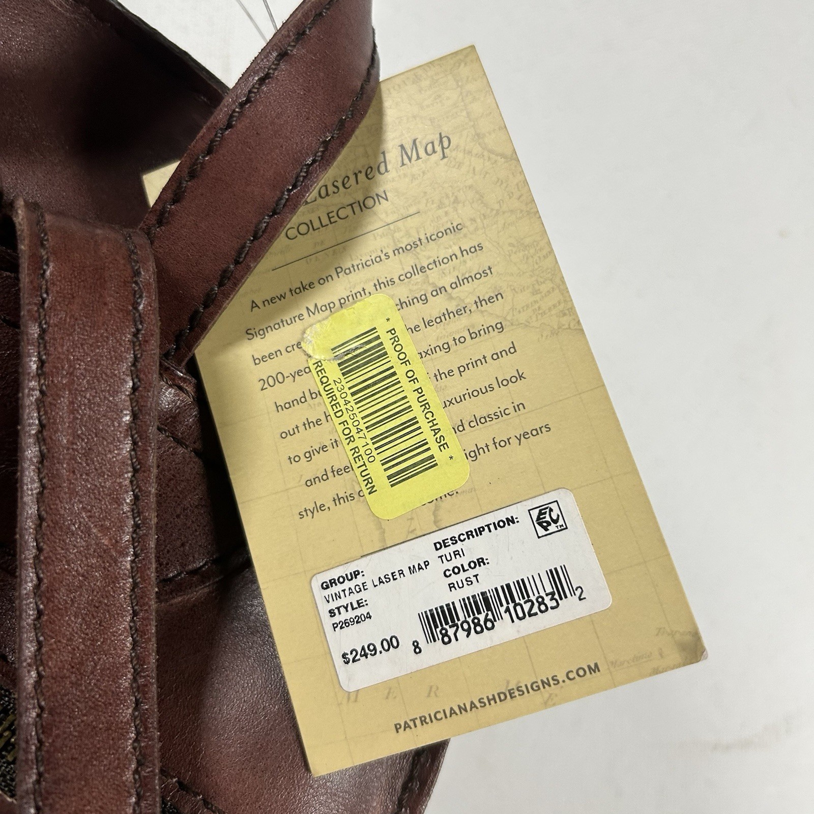 NWT Patricia Nash ITALIAN Leather Map Countries Western Backpack + Dust bag