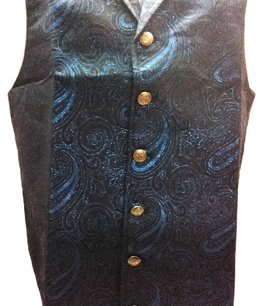 Men’s Small BARRY WANG Black Blue Paisley Silk Blend Vest Waistcoat NWT