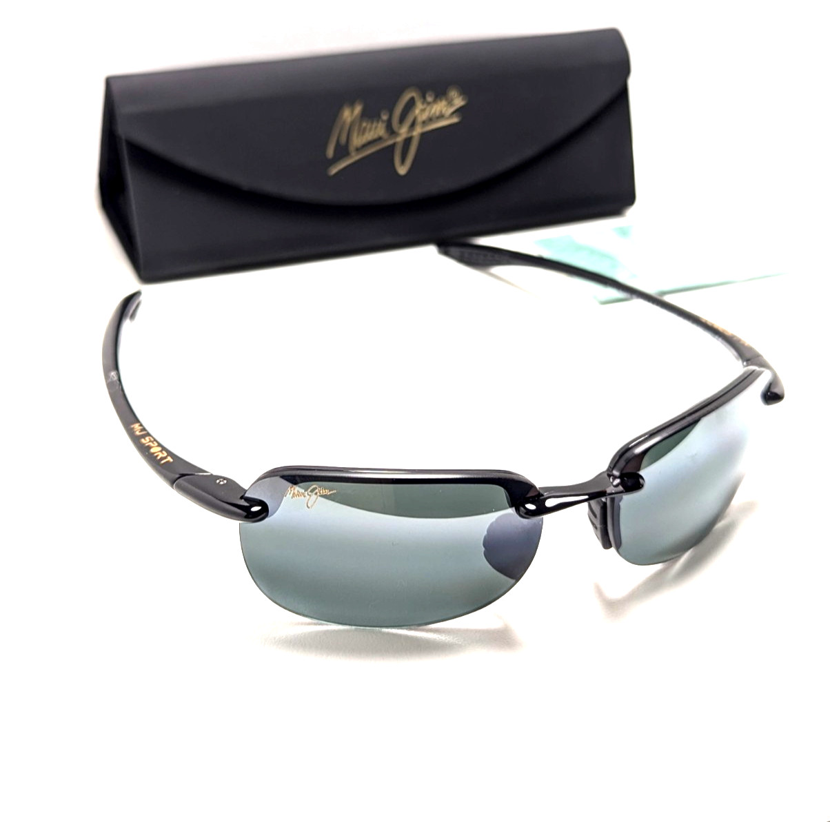 Maui Jim Sandy Beach MJ408-02 Black Semi Rim Wrap Men’s Sunglasses 56-15-130