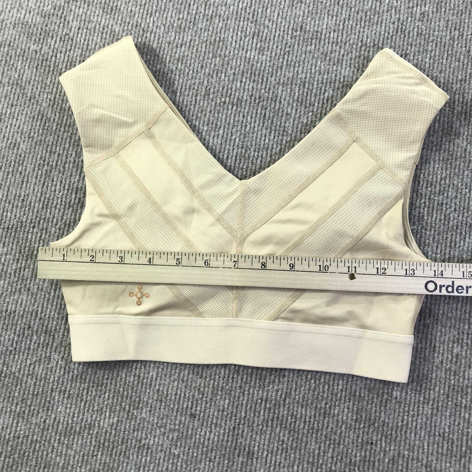 Tommie Copper Sports Bra Womens Small Beige Shoulder Support Athletic Gym Wear