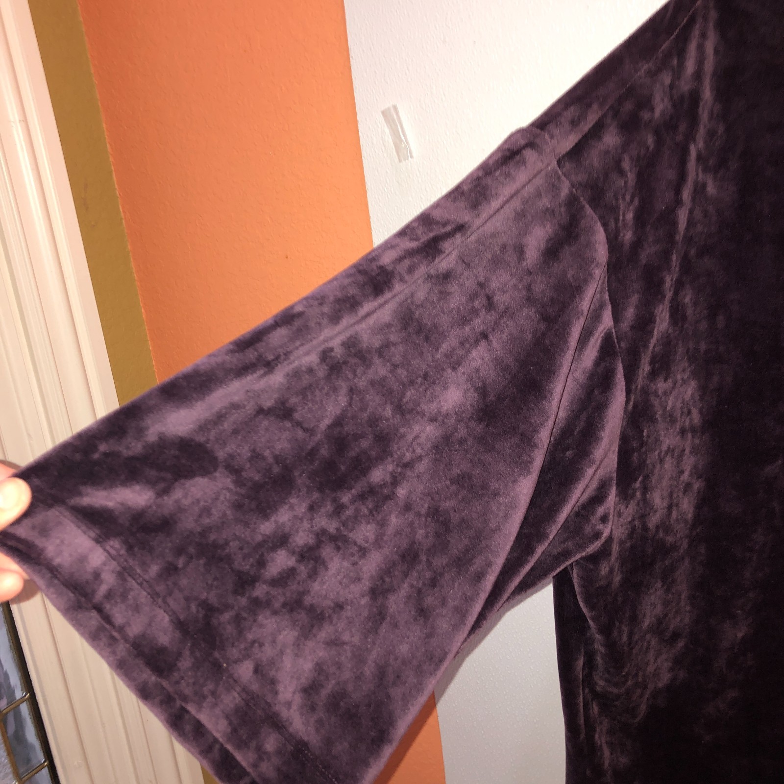 J Jill Women XL Purple 3/4 Wide Sleeve Velour Super Soft Boxy Top Purejill Shirt