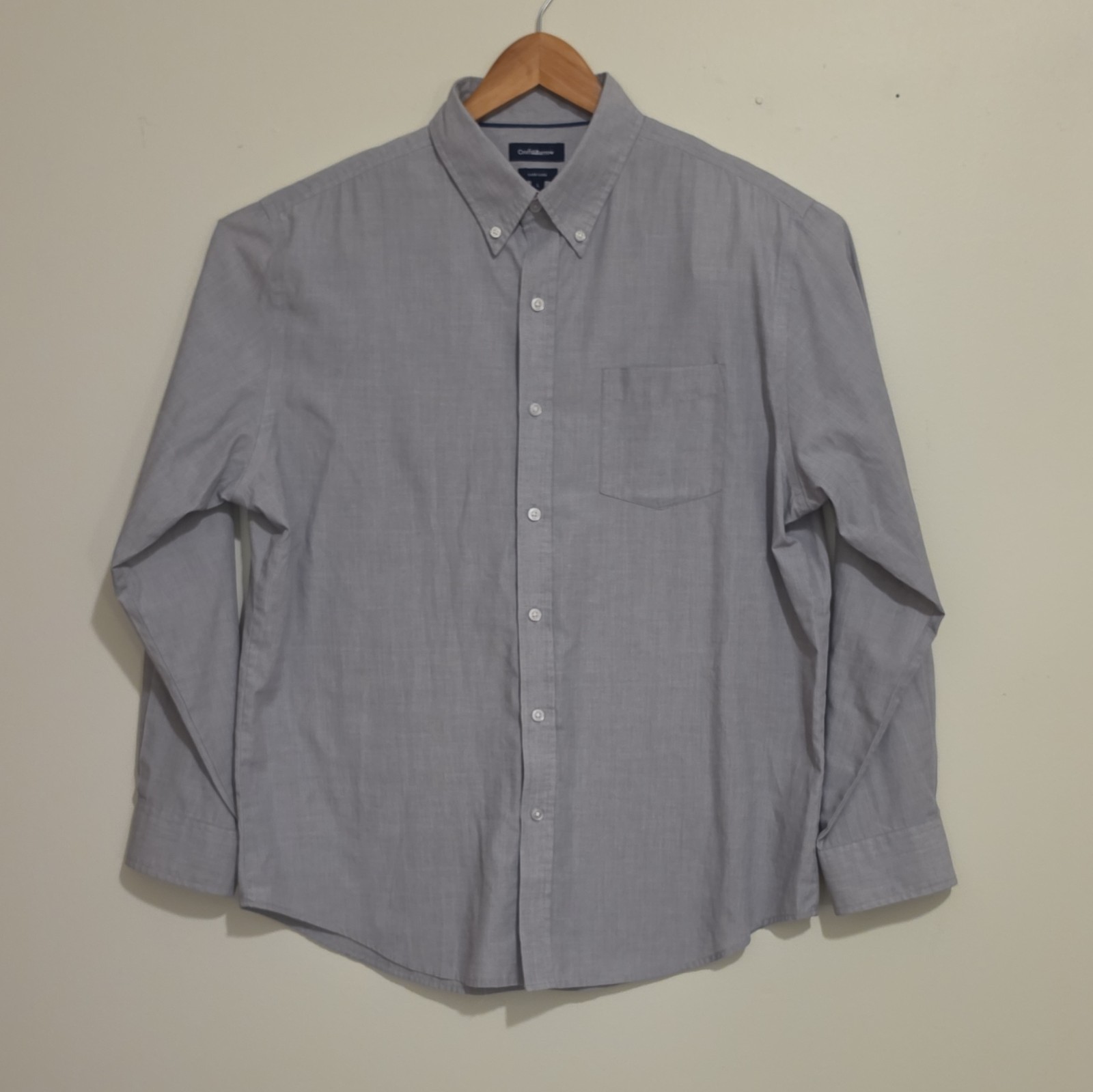 Croft & Barrow Men’s Dress Shirt L Regular Gray Button-Down Easy Care Pockets