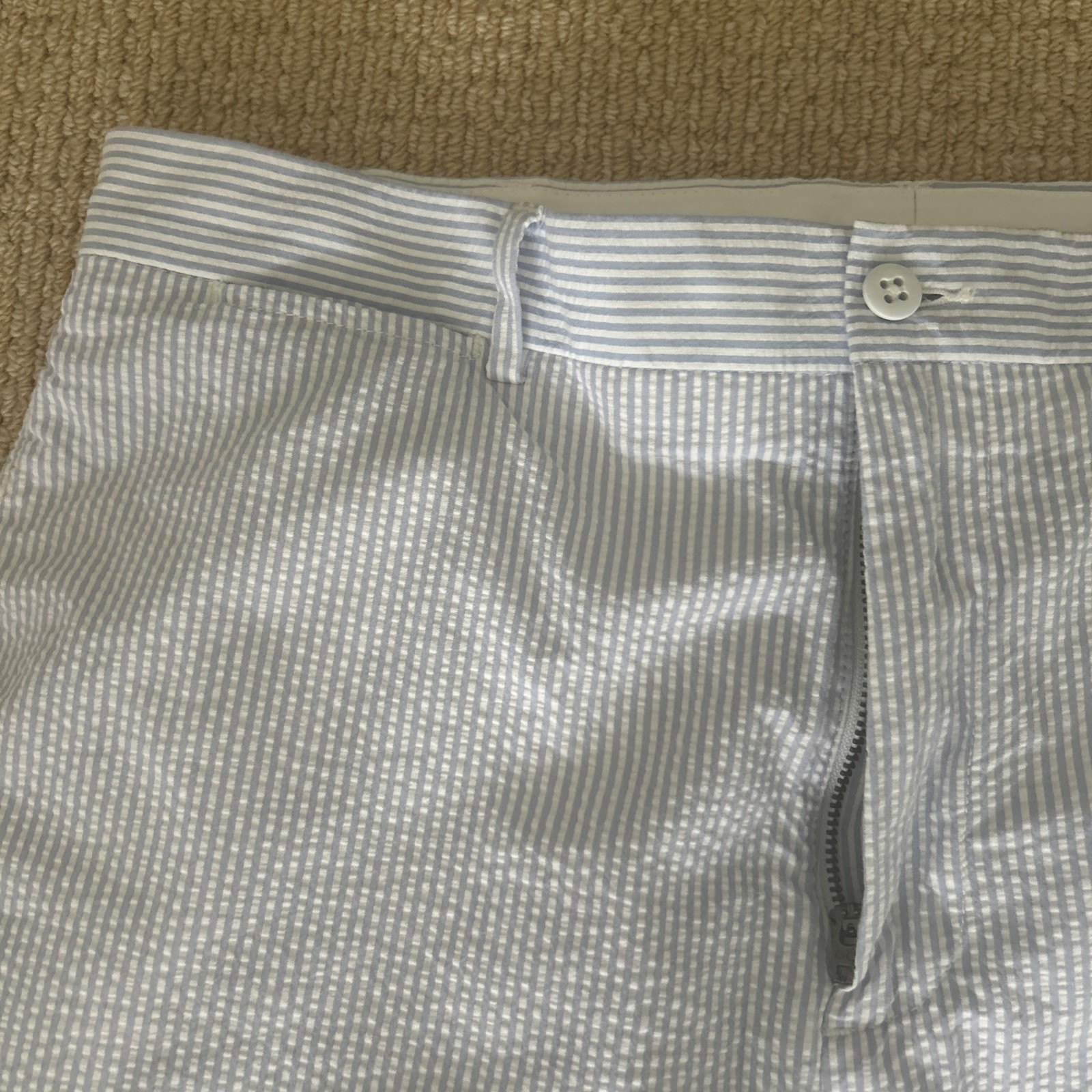 Daniel Cremieux Blue Label Seersucker Pants Men 34×32 Striped Flat Front Preppy