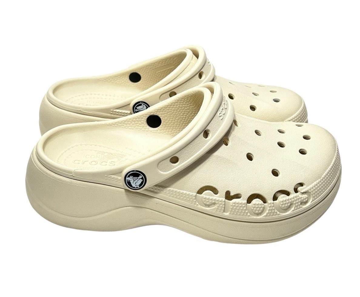Crocs Baya Platform Clog Women’s Size 8W US Shoes Eva Beige Slip On 208186