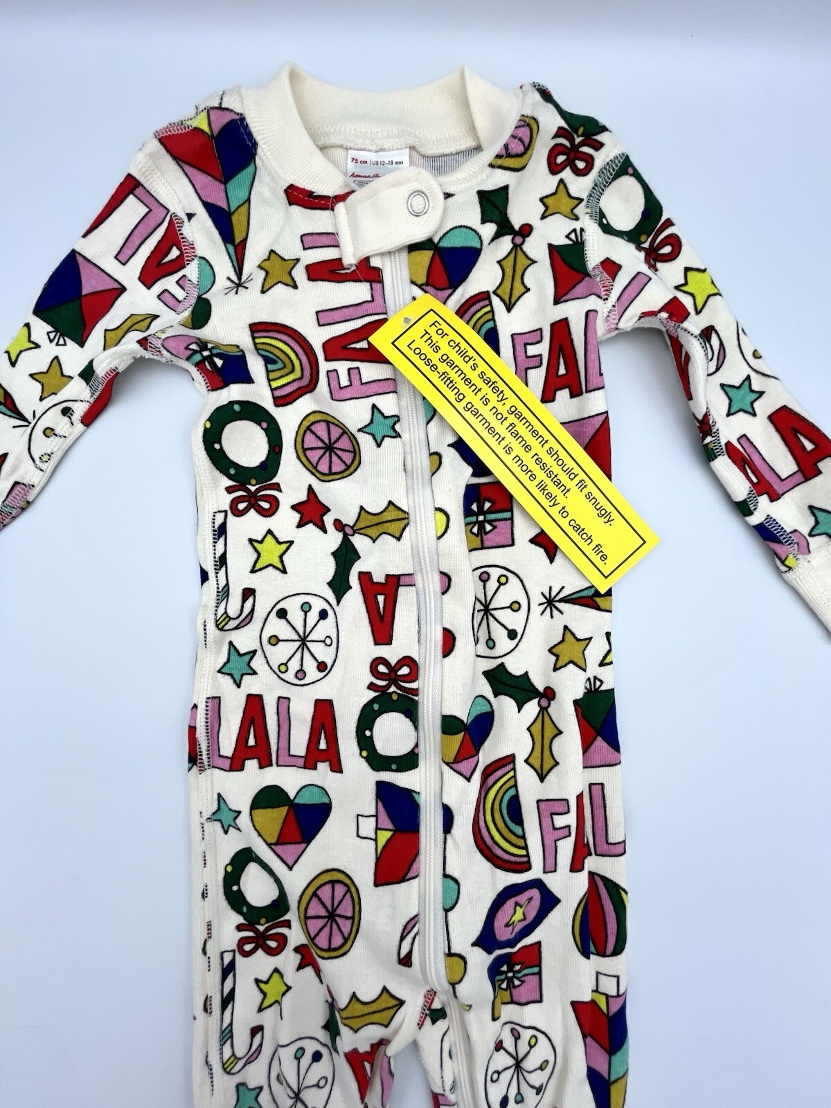 HANNA ANDERSSON FALALA CHRISTMAS PAJAMAS BABY 12-18 MO NEW SLEEPER 75 CM HOLIDAY