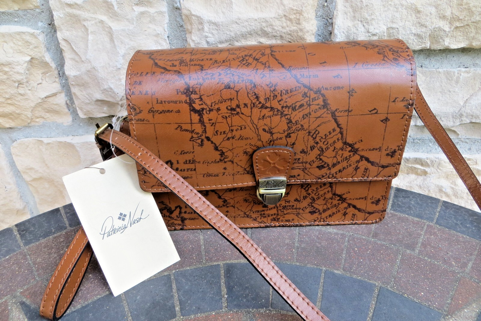 Patricia Nash NWT LANZA CROSSBODY ORGANIZER Riot RustSignature Map MSRP $179
