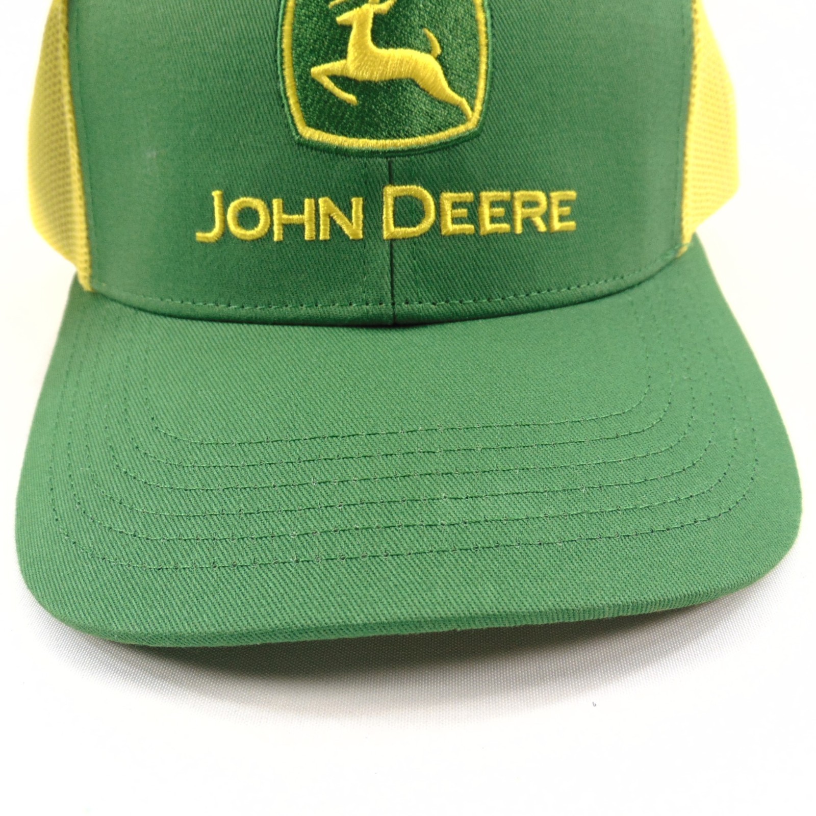 John Deere Trucker Hat Green Yellow Mesh Snapback Adjustable Embroidered Cap New