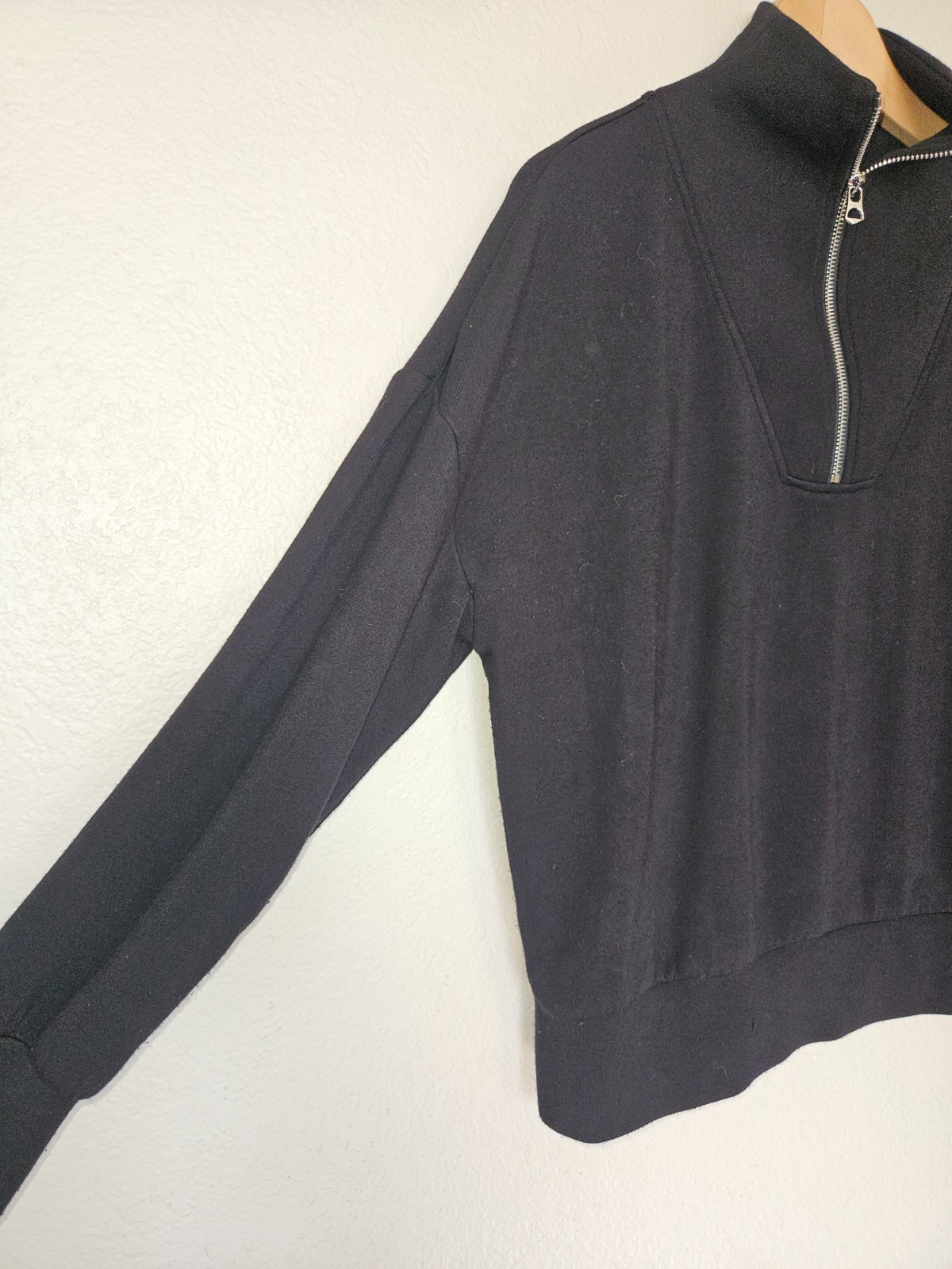 Varley DoubleSoft Hawley Half-Zip Sweatshirt Size XS Black Pullover