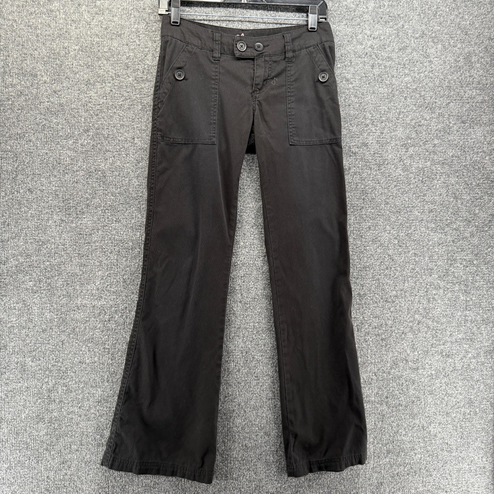 Vintage Y2K Plugg Pants Womens 1 Black Mid Rise Wide Leg 90s Grunge Hippie Boho