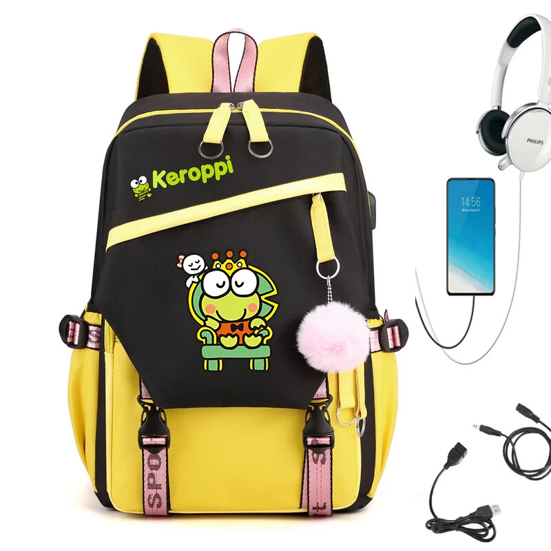 Kerokero/Keroppi/frog Backpack Rucksack School Bags USB Charging Backpack