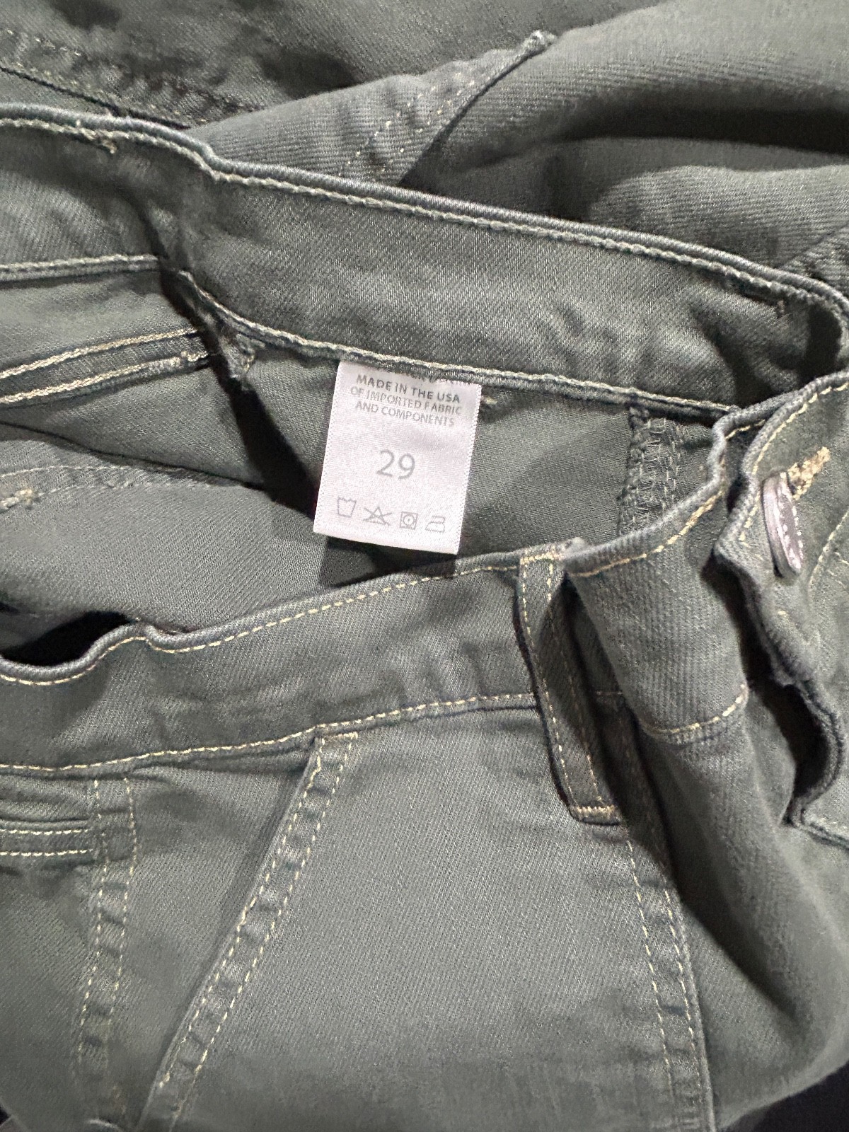 JBD Just Black Denim Size 29 Artichoke Green Cropped leg Utility jeans
