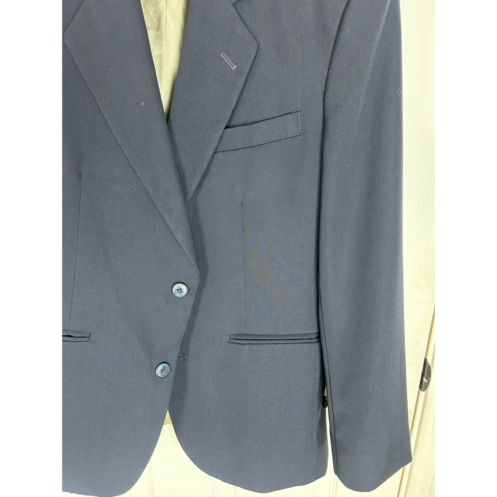Givenchy Monsieur Wool Blazer — Solid Navy, 4G Logo 40R US
