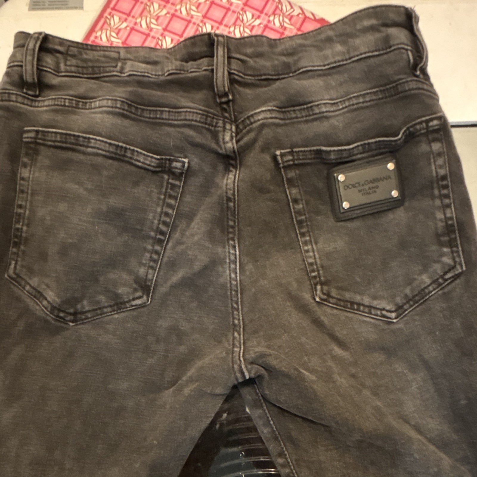 Dolce & Gabbana Men’s Gray Denim Straight Jeans 5-Pocket Logo Accent