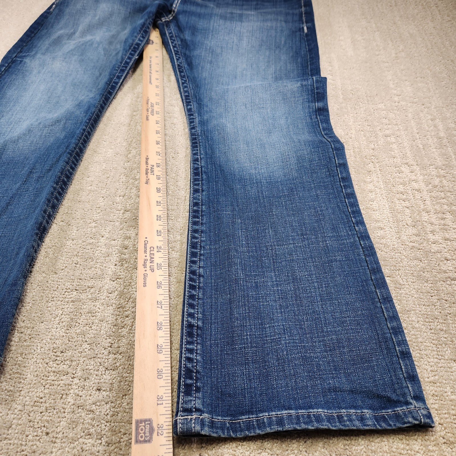 Wrangler Rock 47 Jeans Men 38×32 Bootcut Thick Stitch Denim Cowboy Rodeo Western