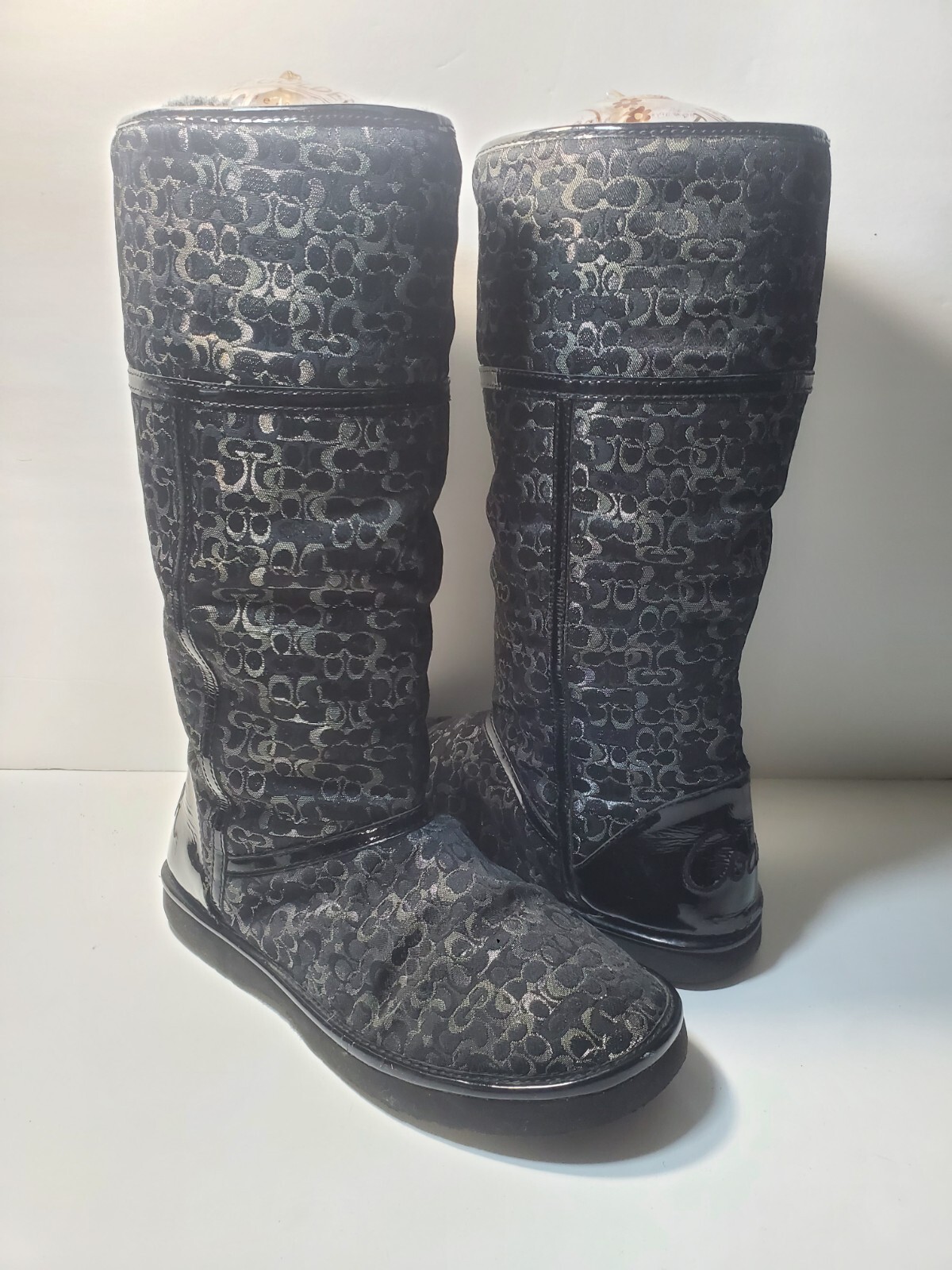 COACH NIKOLE A7265 Women’s CC Monogram Black Winter Boots – Size 8M
