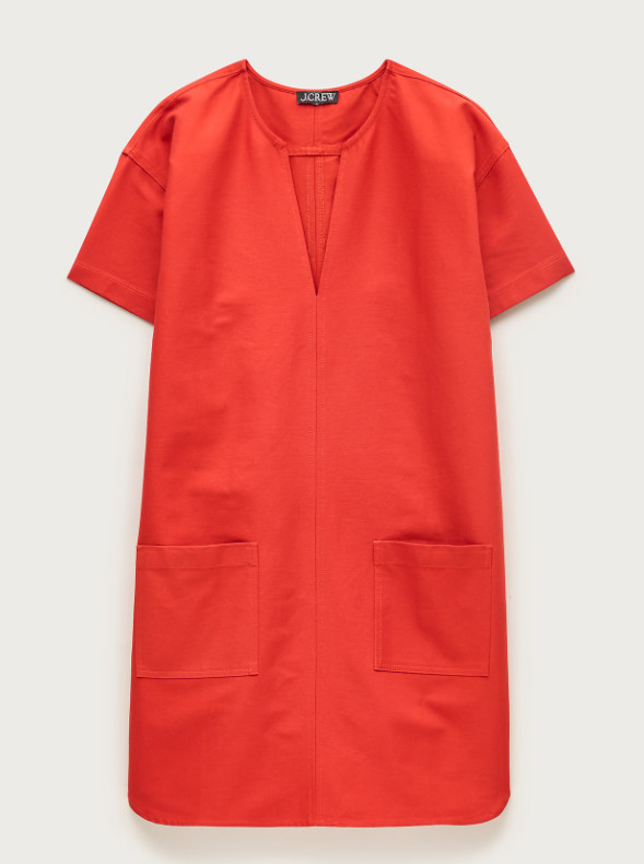 J Crew Patch-pocket pullover dress structured cotton poplin NWT M Medium Orange