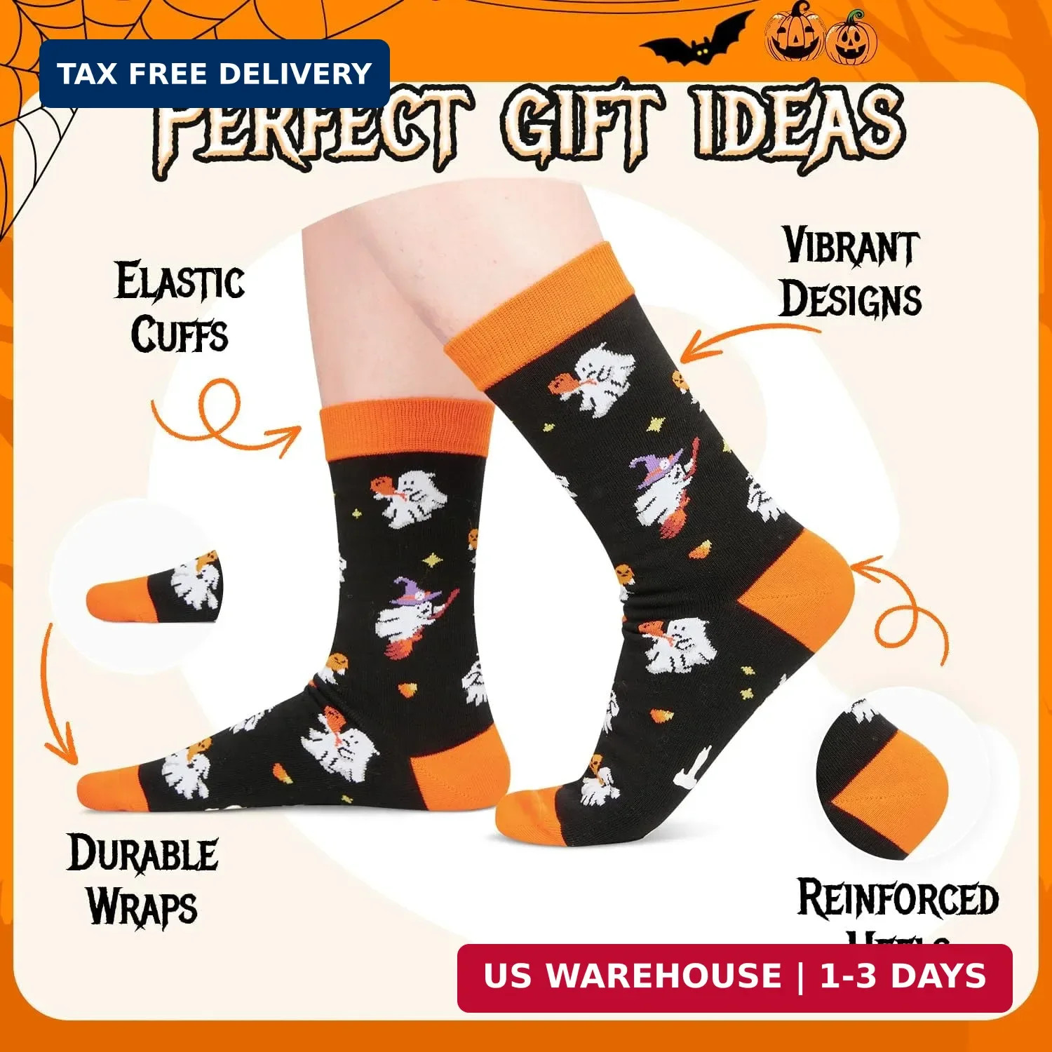 HAPPYPOP Ghost Gifts for Adult – Ghost Socks for Men Women Spooky Halloween Sock