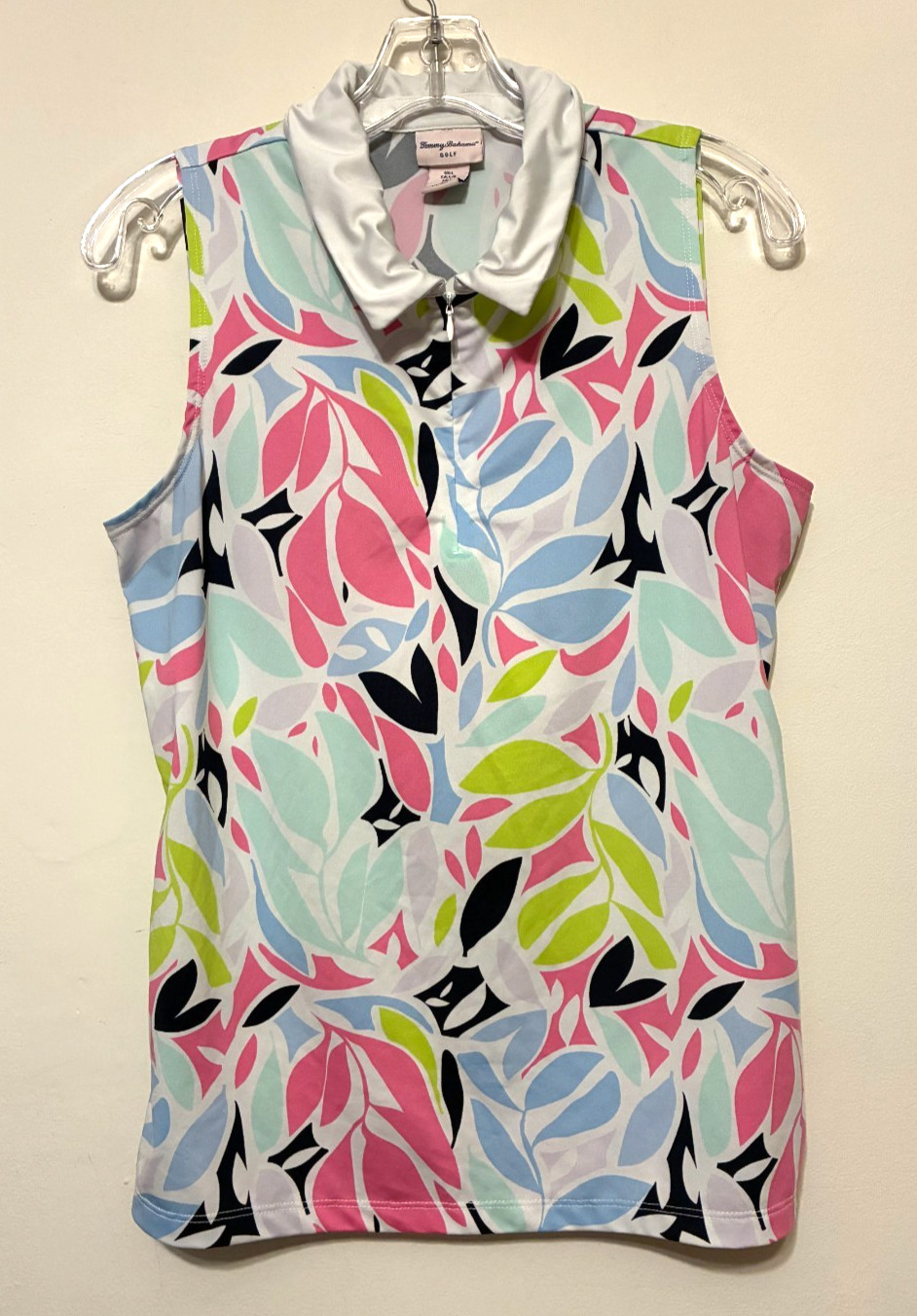 Tommy Bahama GOLF 1/4 Zip Top Polo Sleeveless Women’s Large Tropical Print