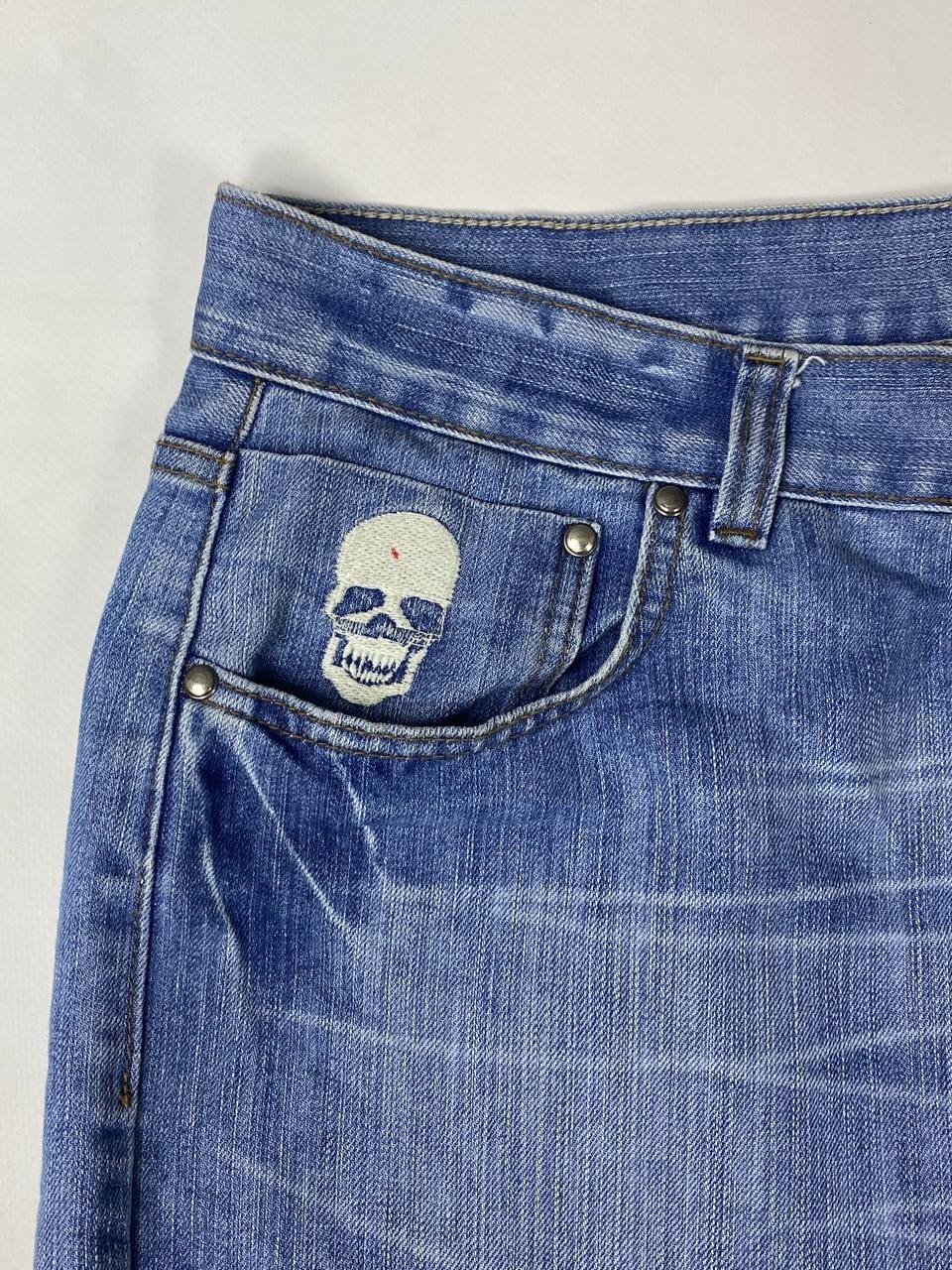 ED HARDY Denim Blue Embroidered Regular Straight Jeans Size 36