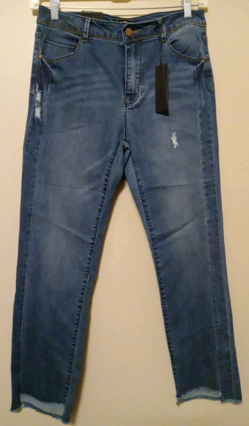 Black Label C’est Toi Women Junior Blue Distressed Raw Hem Denim Jeans Size 13