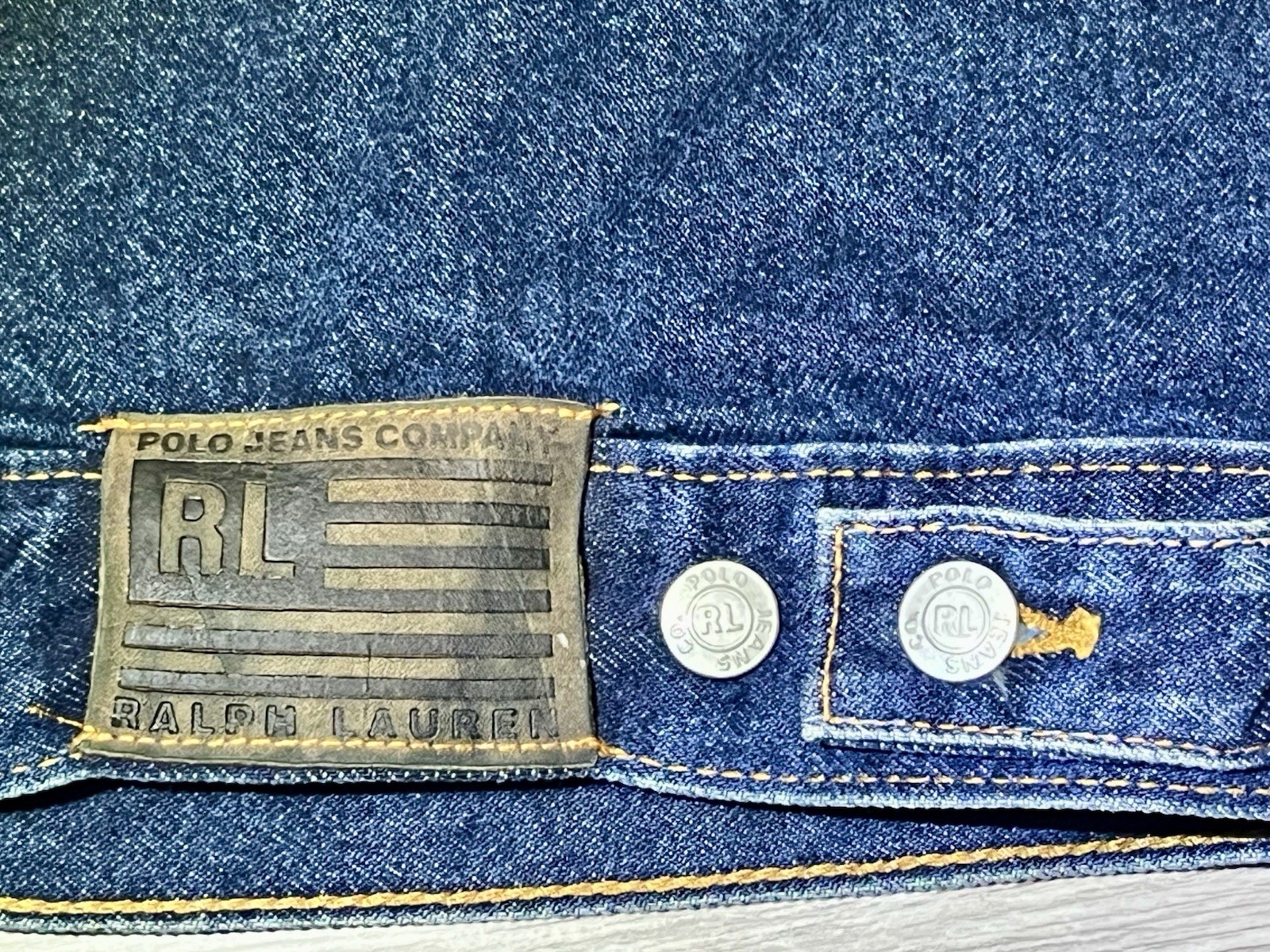 Polo Jeans Co By Ralph Lauren Vintage Denim Dark Blue Jean Trucker Jacket, MED