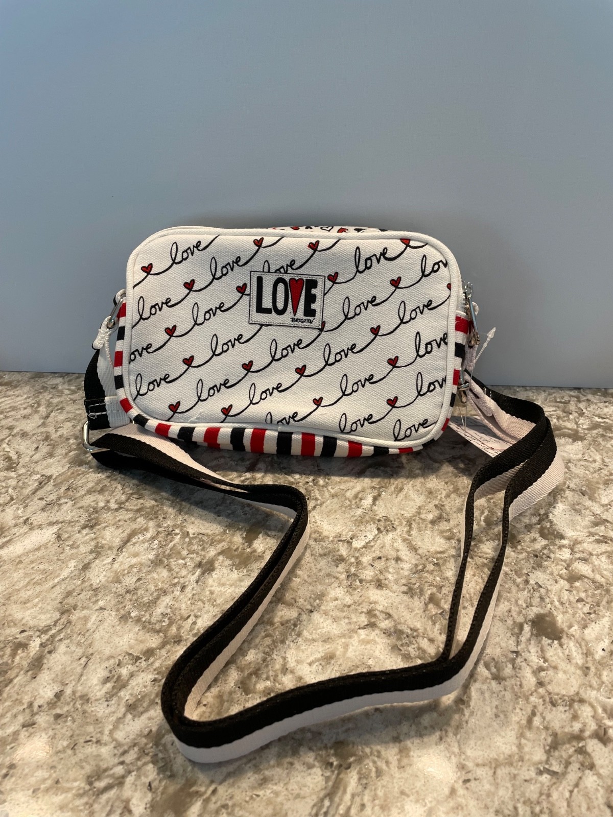 Brighton love scroll crossbody bag red, black and white new with tags
