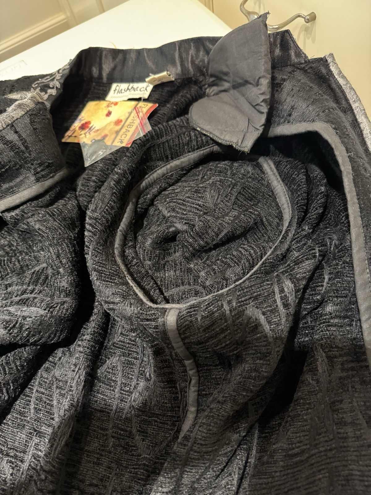 Flashback Women’s S Jacket Velvet Black Texture Beaded Silver NWT