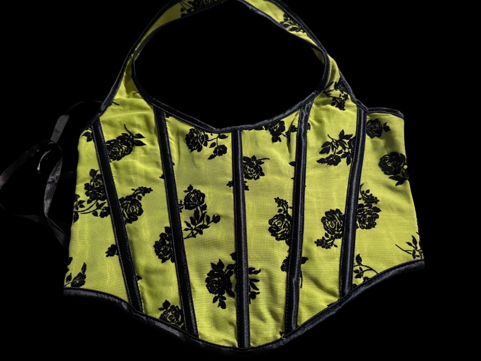 Floral burnout Corset halter Lace-Up satin Underbust Adj Coachella goth coquette
