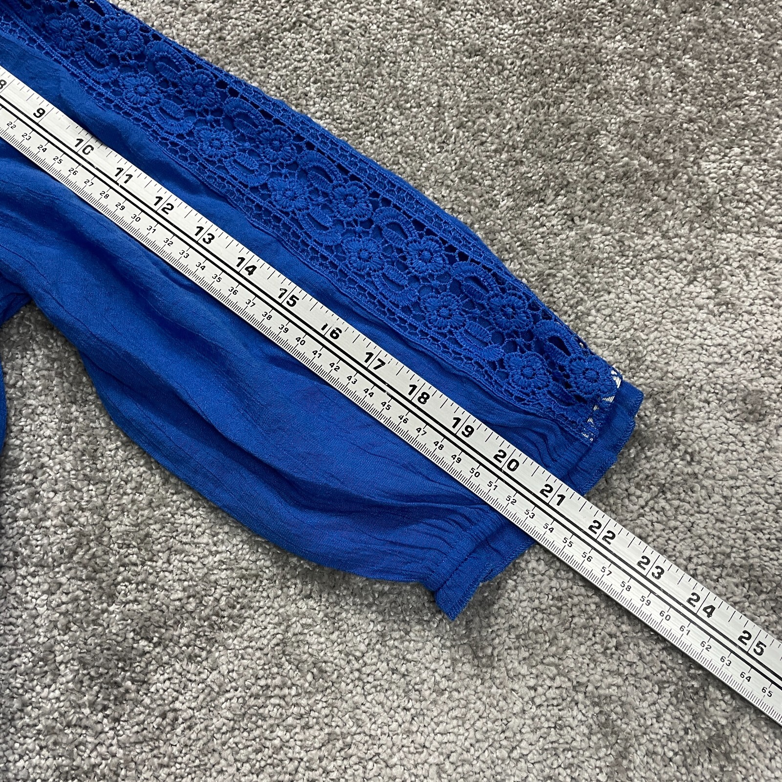 Unique Spectrum Off The Shoulder Blouse Womens 2Xl Royal Blue Flowy Casual Top