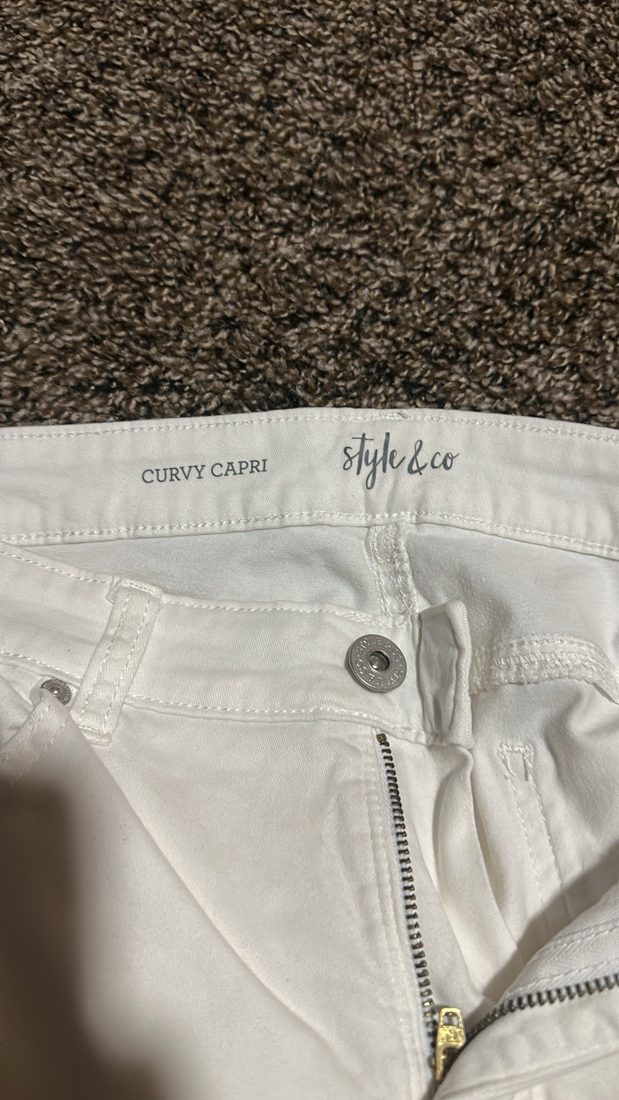 Style & Co Women’s White Denim Curvy Capri Stretch Pockets Straight Leg 22″