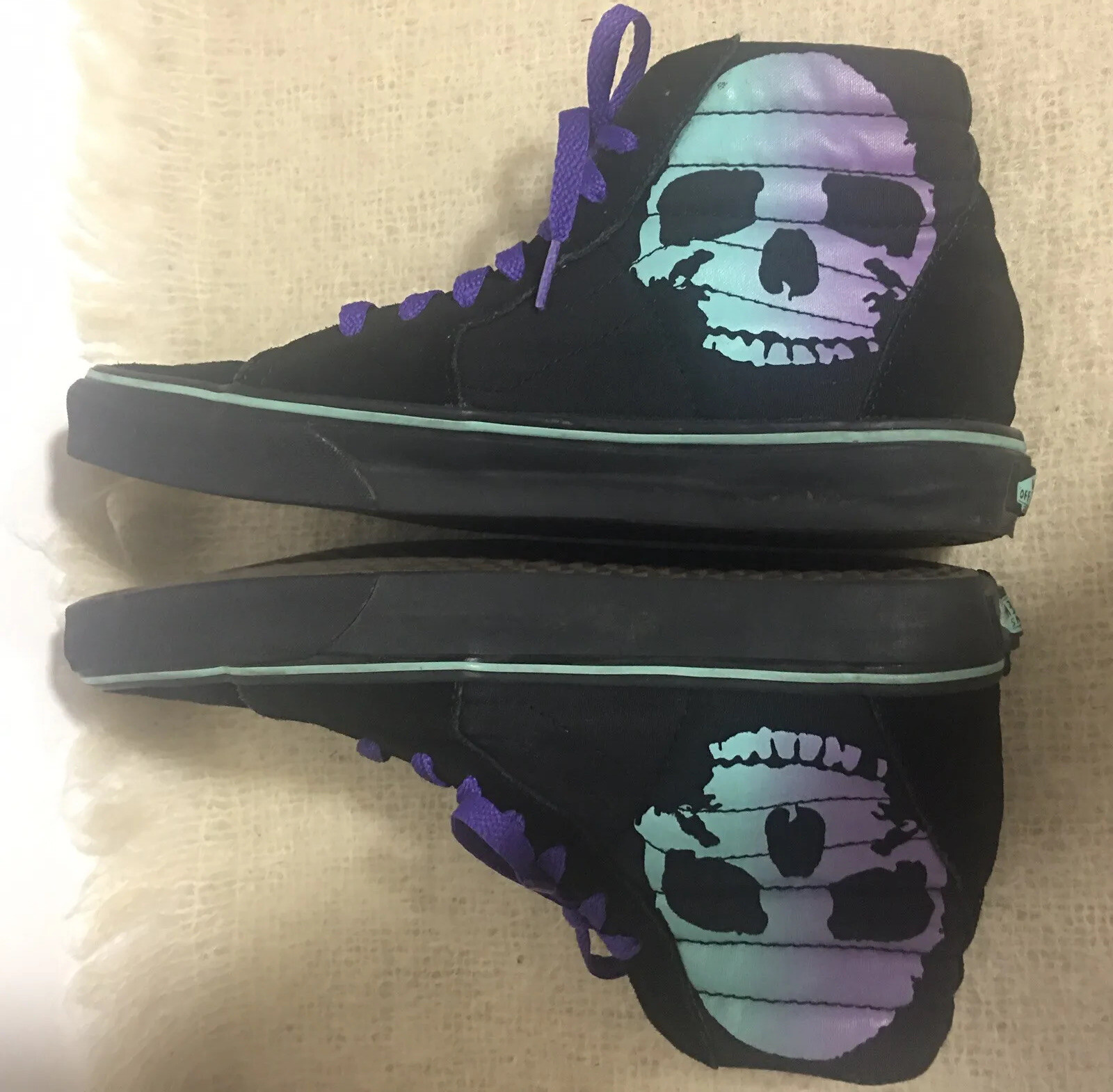 Vans Worlds Skulls Skateboard Shoes US Sz Men 8 Women 9.5 TB40 Black Purple