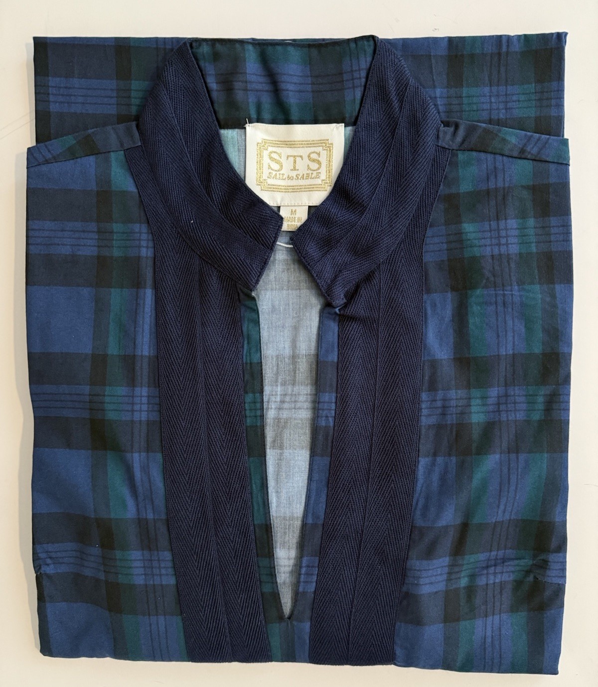 NWT Sail to Sable Blackwatch Plaid Cotton Long Sleeve Caftan Dress Resort M $188